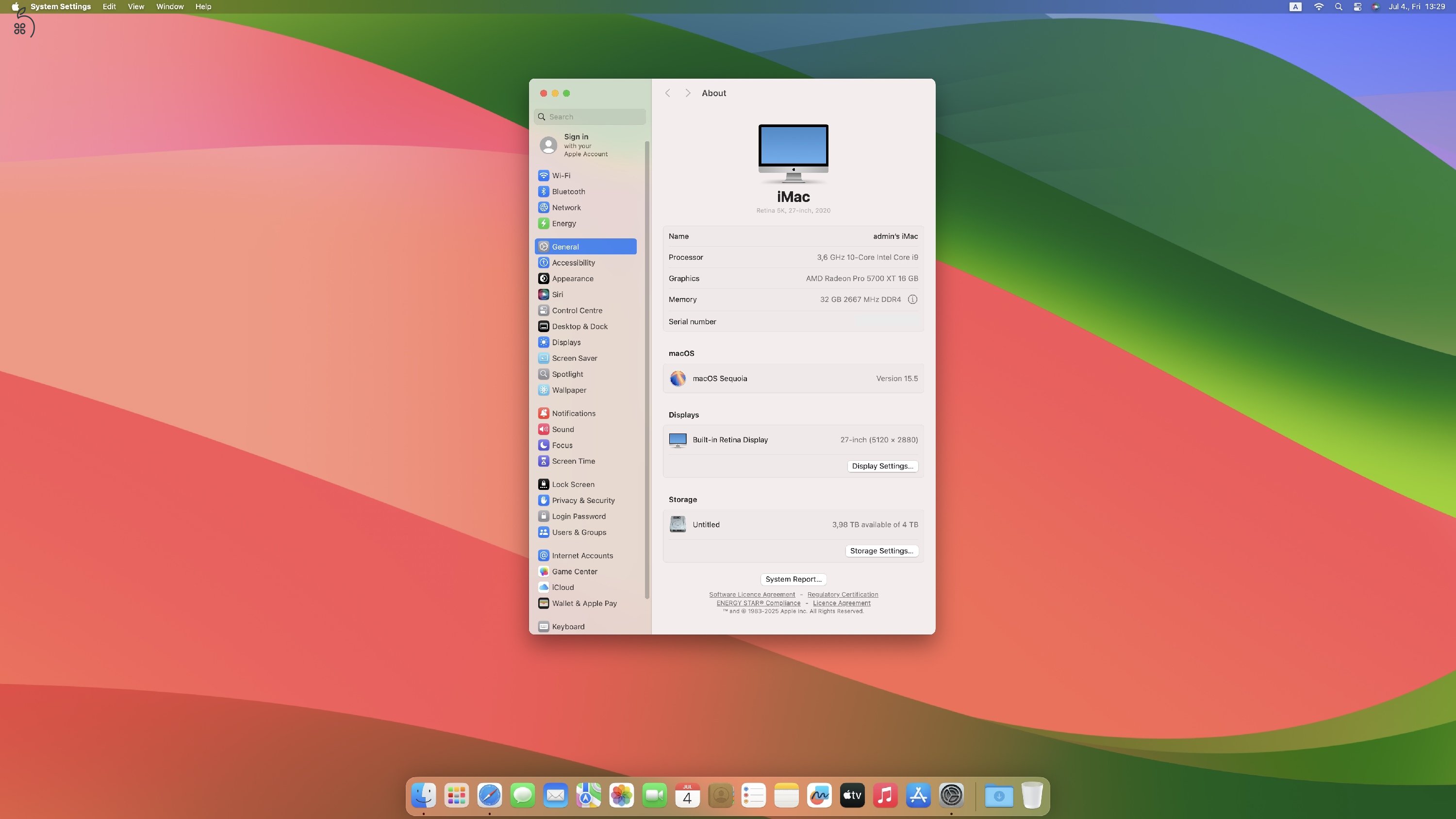 Apple iMac 27” Retina 5K (2020) – i9, 32 GB RAM, 4 TB SSD, Radeon Pro 5700 XT – Csúcskategóriás gép!