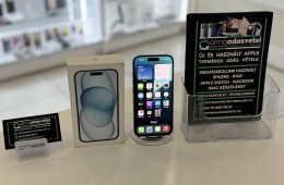 iPhone 15 Kék 256GB Független/2027.03.28.Gar./Akku 98%/p4344