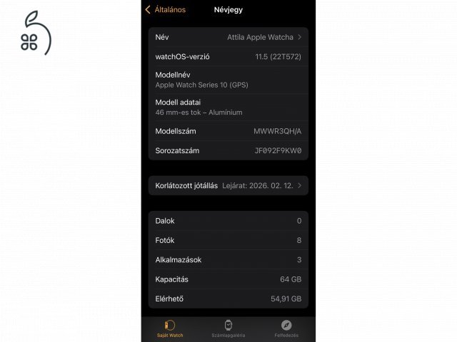 Eladó Apple Watch Series 10 (GPS, 46MM) szép állapotban, 100%