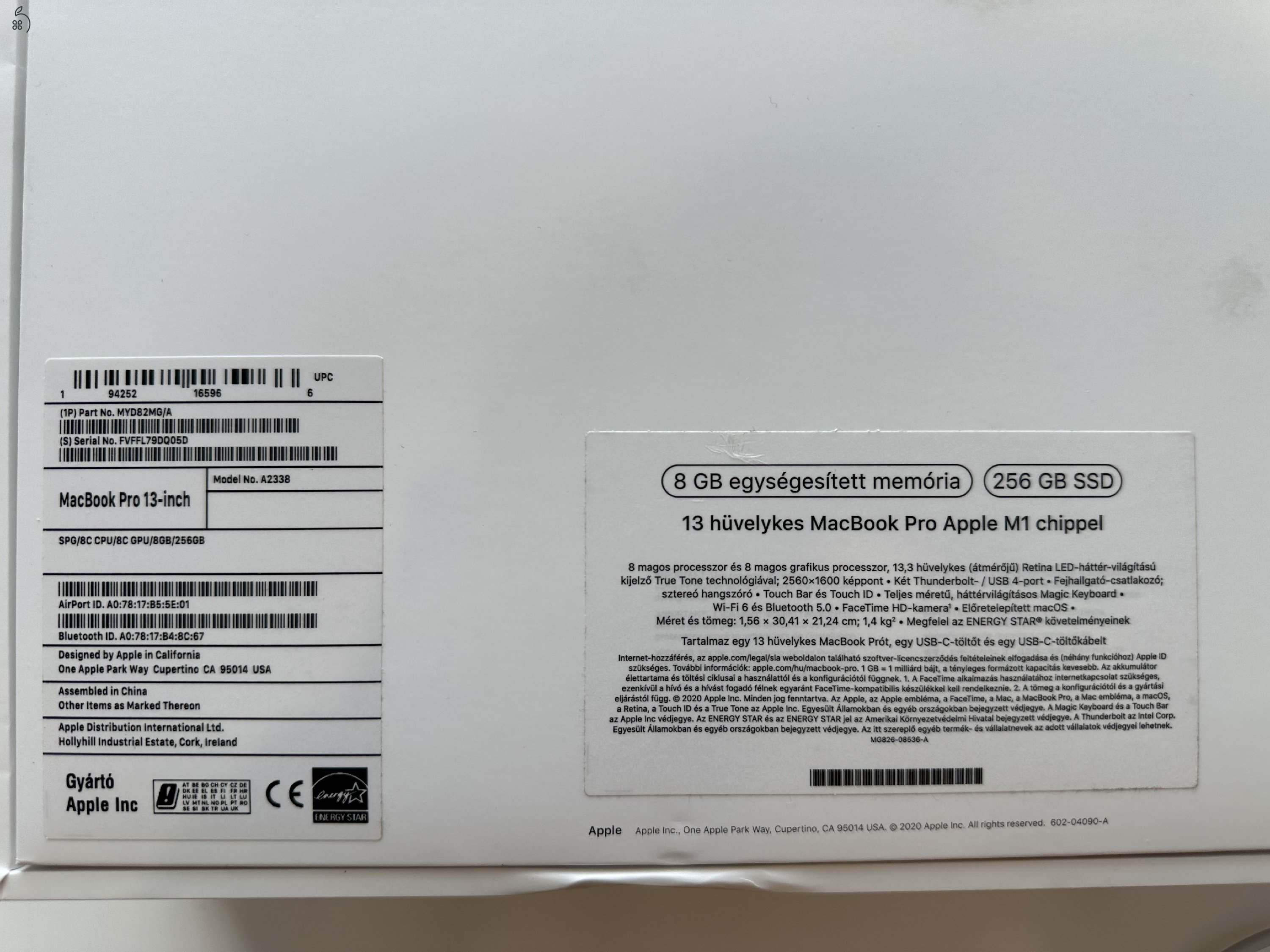 Újszerű -  MacBook Pro M1 13” / 8 GB RAM / 256 GB SSD / Touch Bar / Space Grey / HUN billentyűzet
