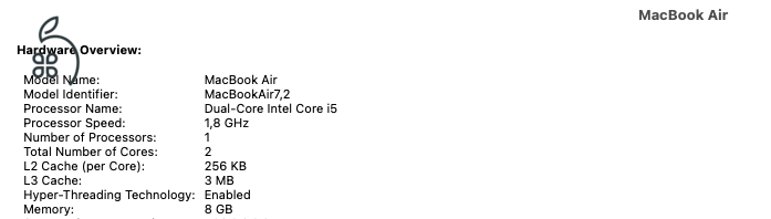 Macbook Air 2017 I5, 8GB RAM, 128 GB SSD