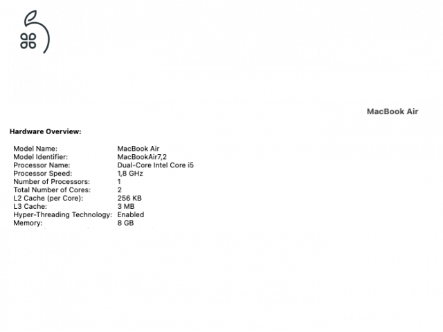 Macbook Air 2017 I5, 8GB RAM, 128 GB SSD