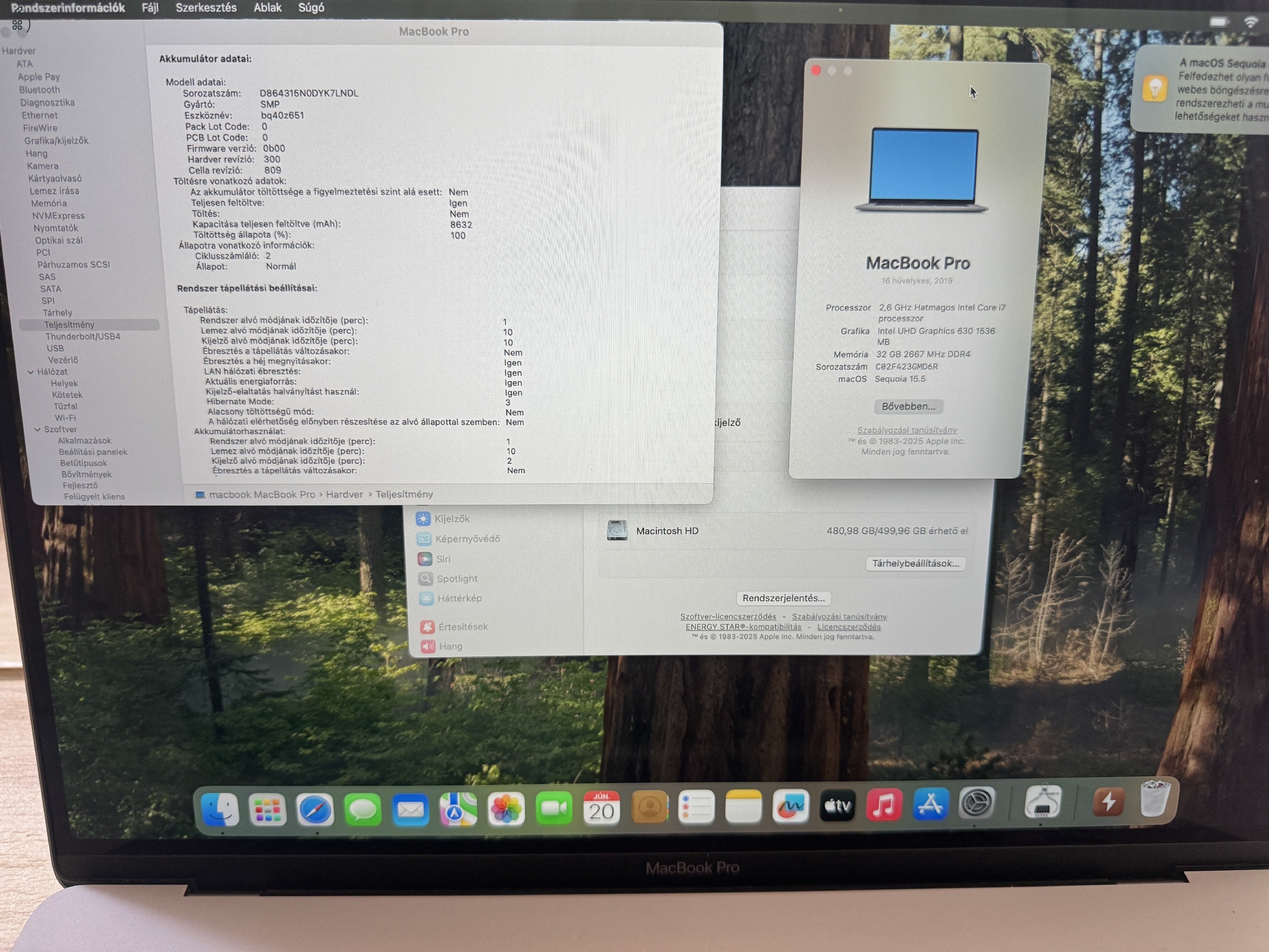 Macbook Pro 16' Spacegray i7 2.6Ghz /32Gb ram/ 512Gb SSD CTO Új Akksi!