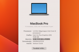 MacBook Pro i5 13” / 8 GB RAM / 512 GB SSD / Touch Bar / Space Grey / HUN billentyűzet / Megkímélt