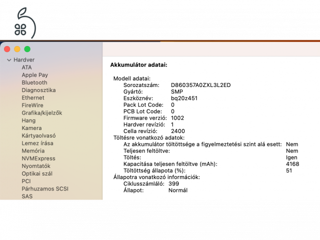 MacBook Pro i5 13” / 8 GB RAM / 512 GB SSD / Touch Bar / Space Grey / HUN billentyűzet / Megkímélt