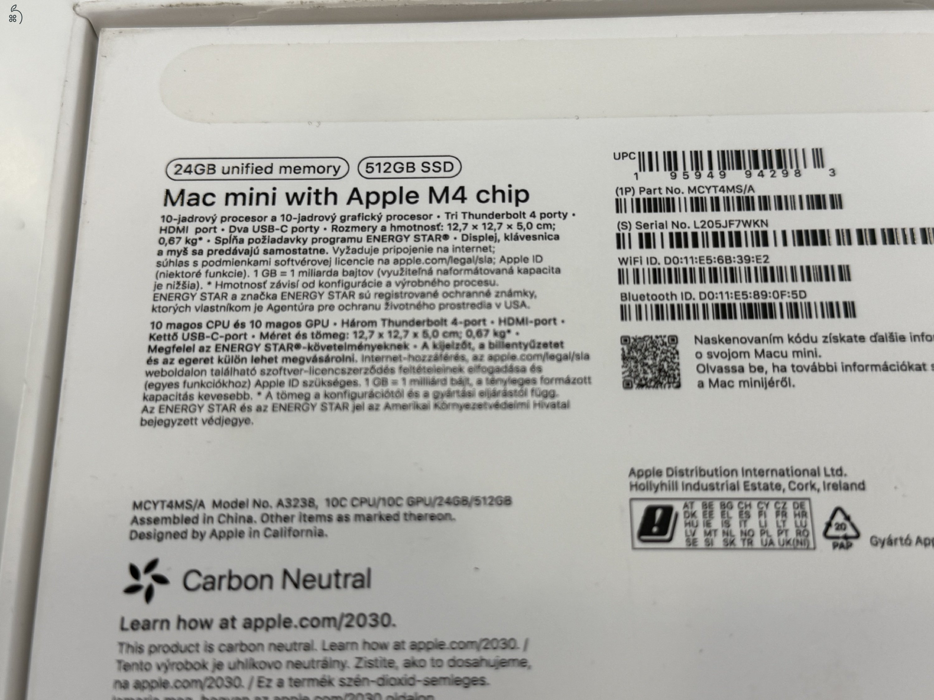 Mac Min M4 Újszerű/24GB/512ssd/2026.02.13.Apple Gar./p4350