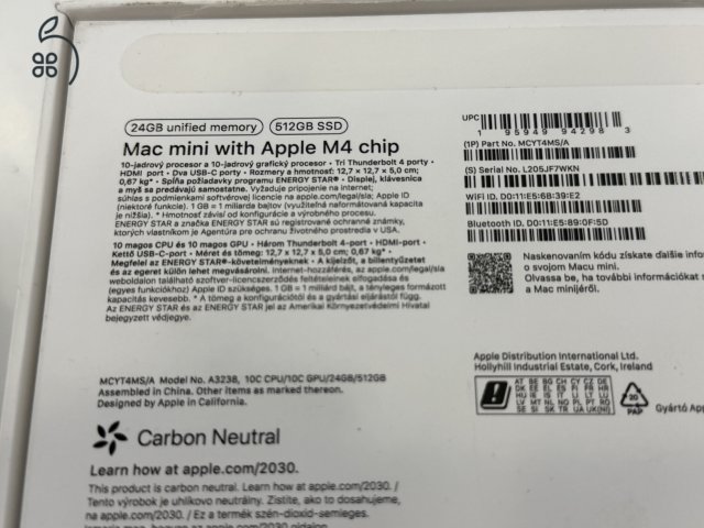 Mac Min M4 Újszerű/24GB/512ssd/2026.02.13.Apple Gar./p4350