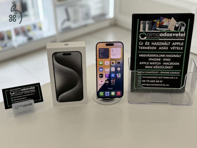 iPhone 15 Pro 128GB Független Karcmentes/1-3 hónap gar./Akku 87%/p4355