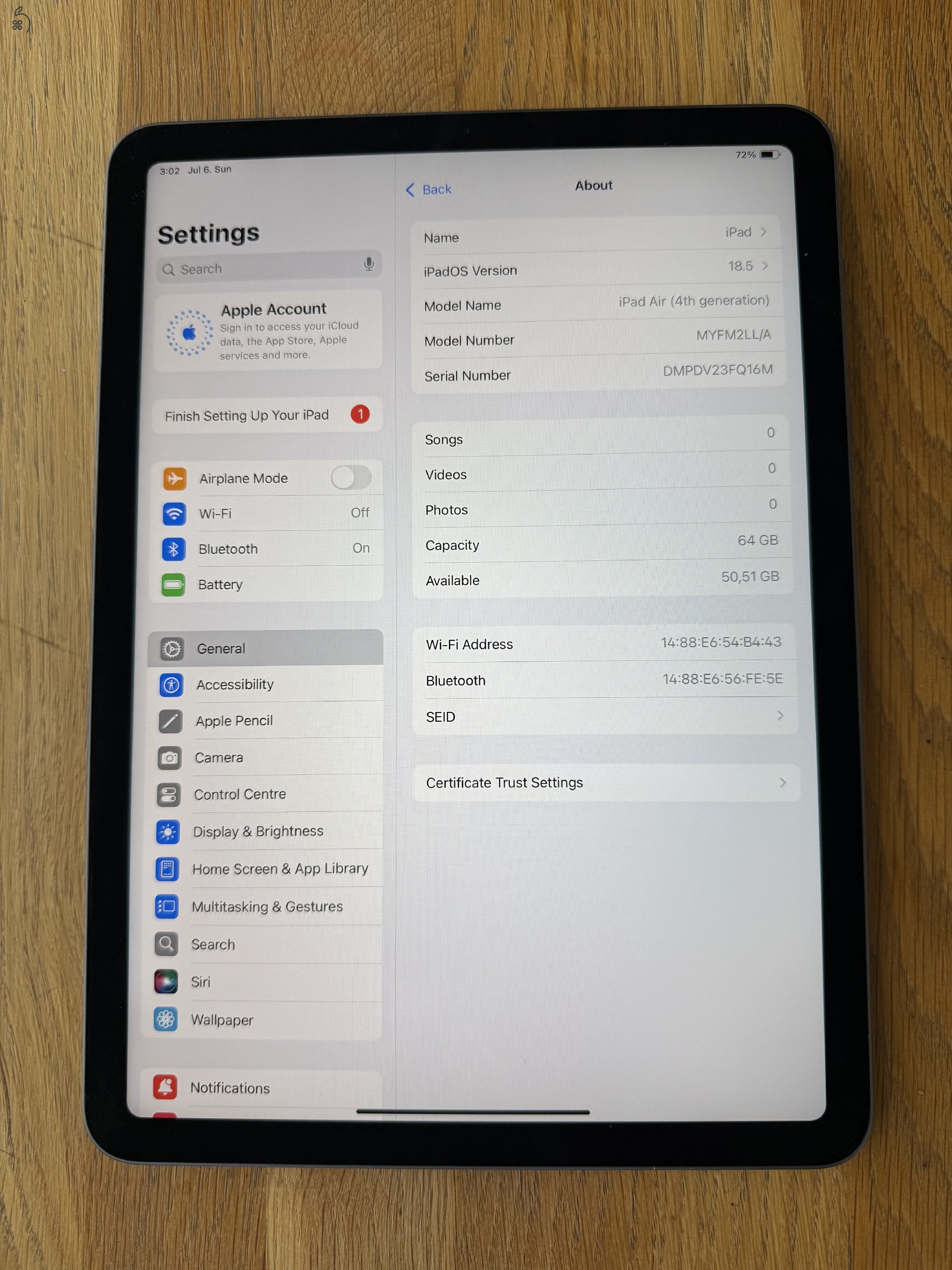 iPad Air 4 wifi 64GB szürke