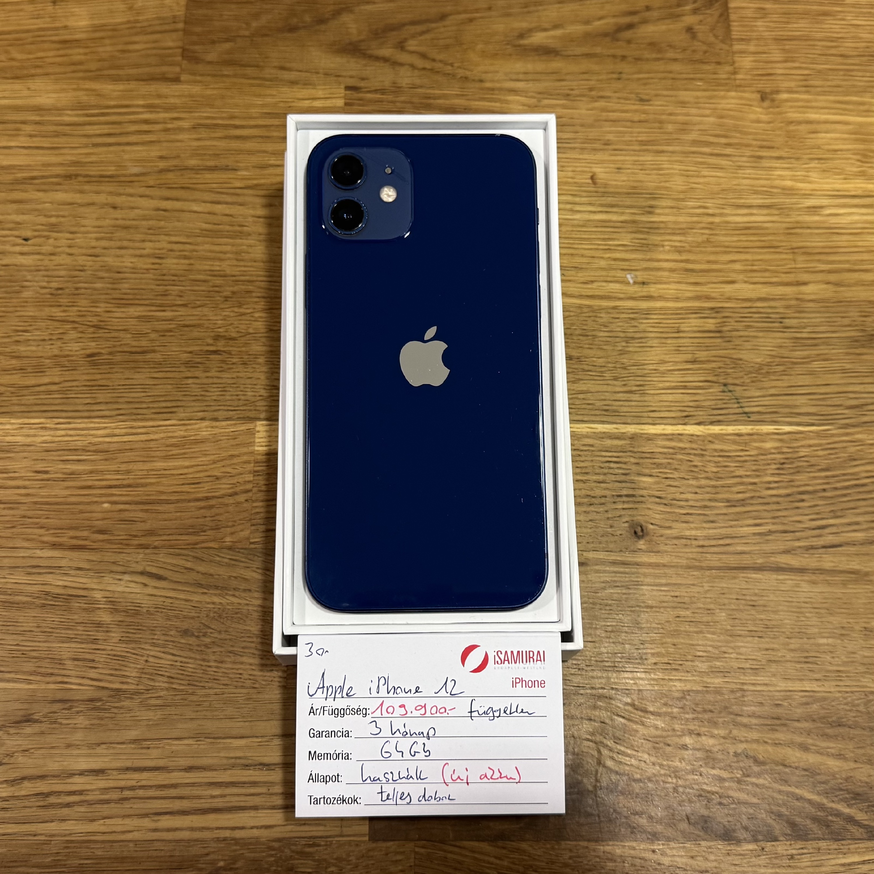 30. Apple iPhone 12 - Kék - 64 GB - ÚJ AKKU