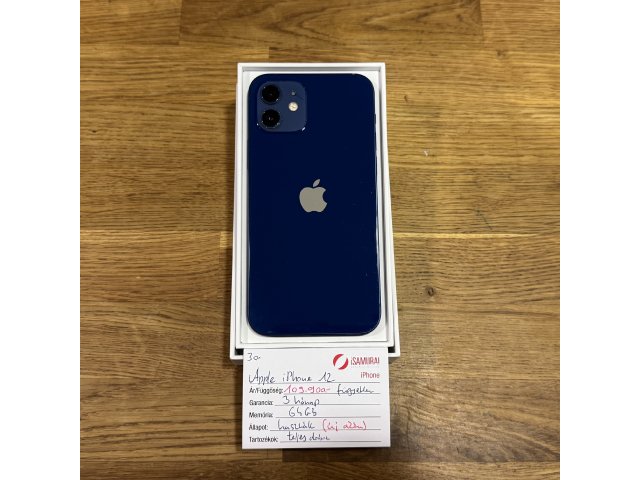 30. Apple iPhone 12 - Kék - 64 GB - ÚJ AKKU
