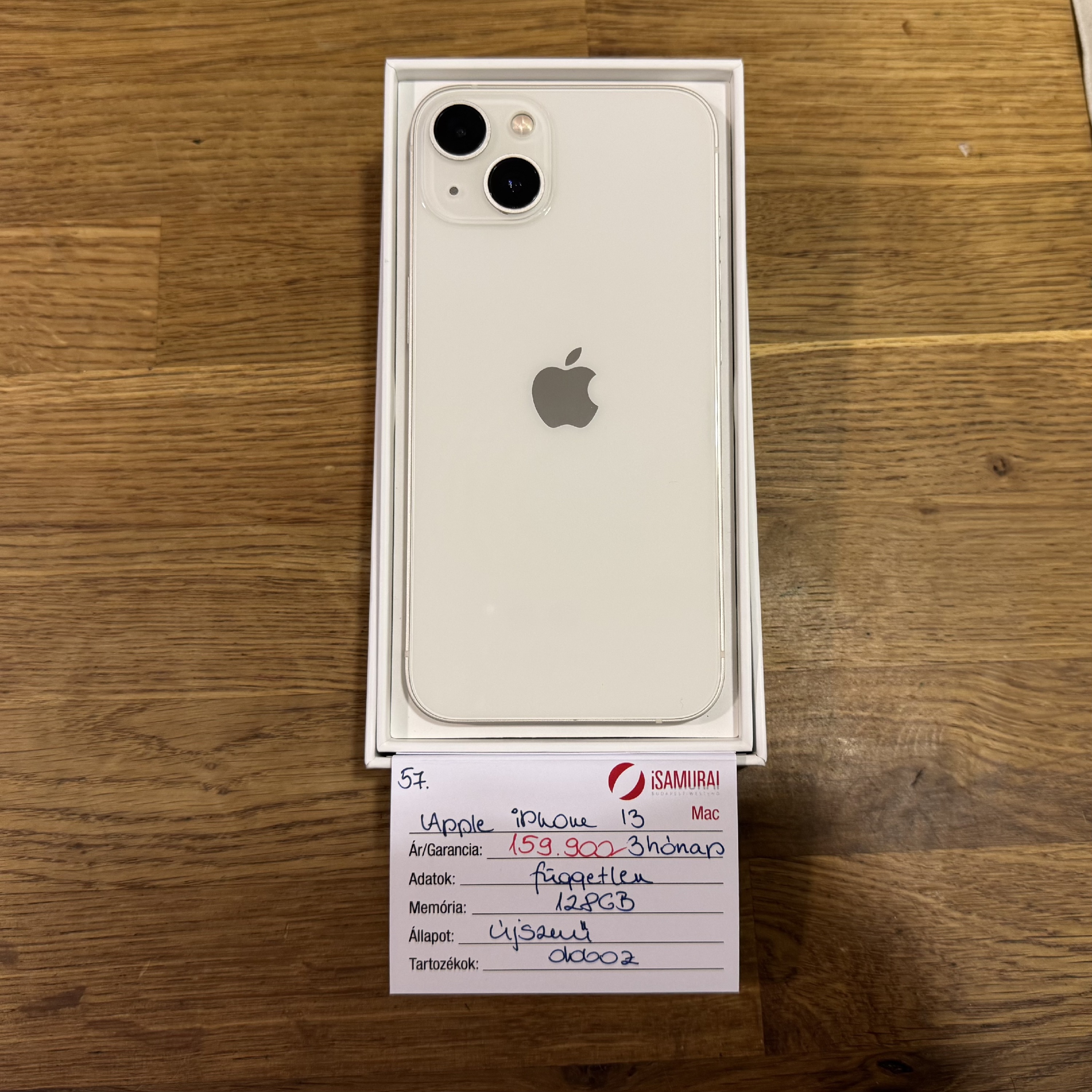 57. Apple iPhone 13 - 128 GB - Fehér - Újszerű