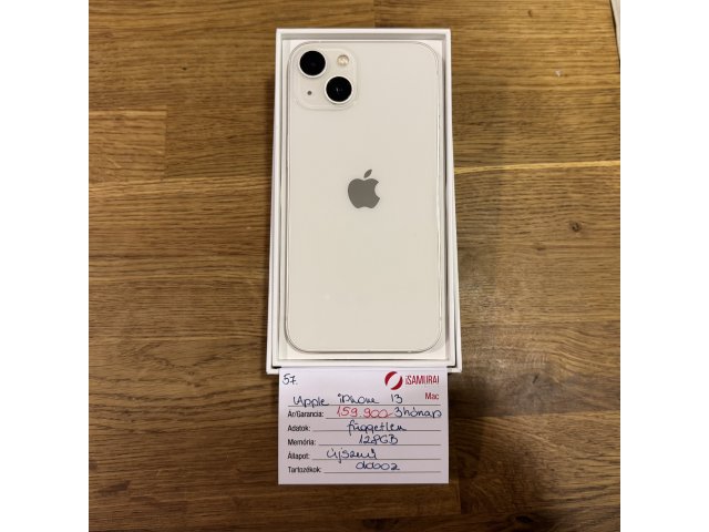 57. Apple iPhone 13 - 128 GB - Fehér - Újszerű