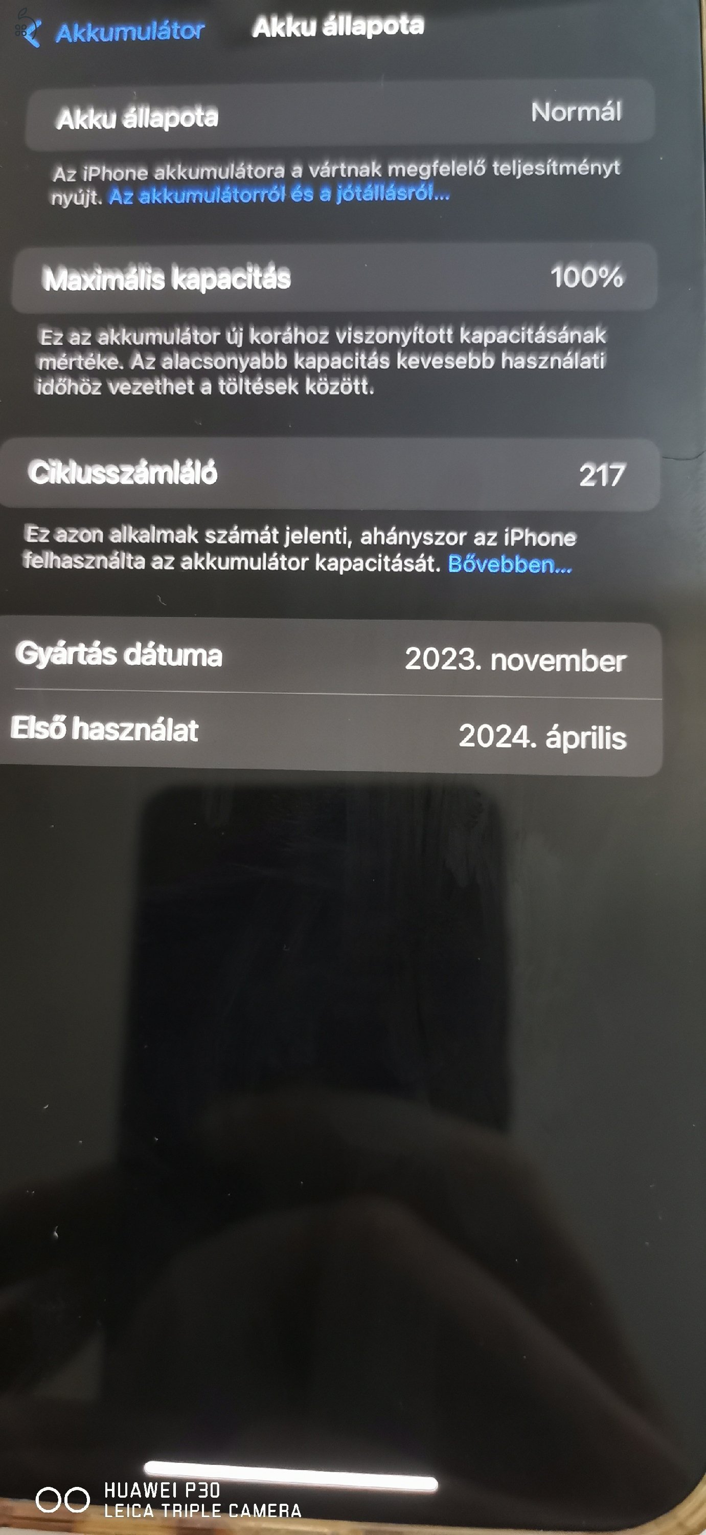 Eladó IPhone 15 pro max 100% AKKU 256gb natur titanium 