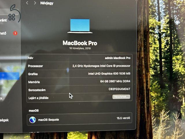 2021 -es forgalomba kerülésű Macbook Pro Retina 16