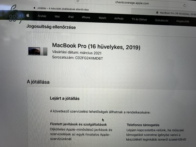 2021 -es forgalomba kerülésű Macbook Pro Retina 16