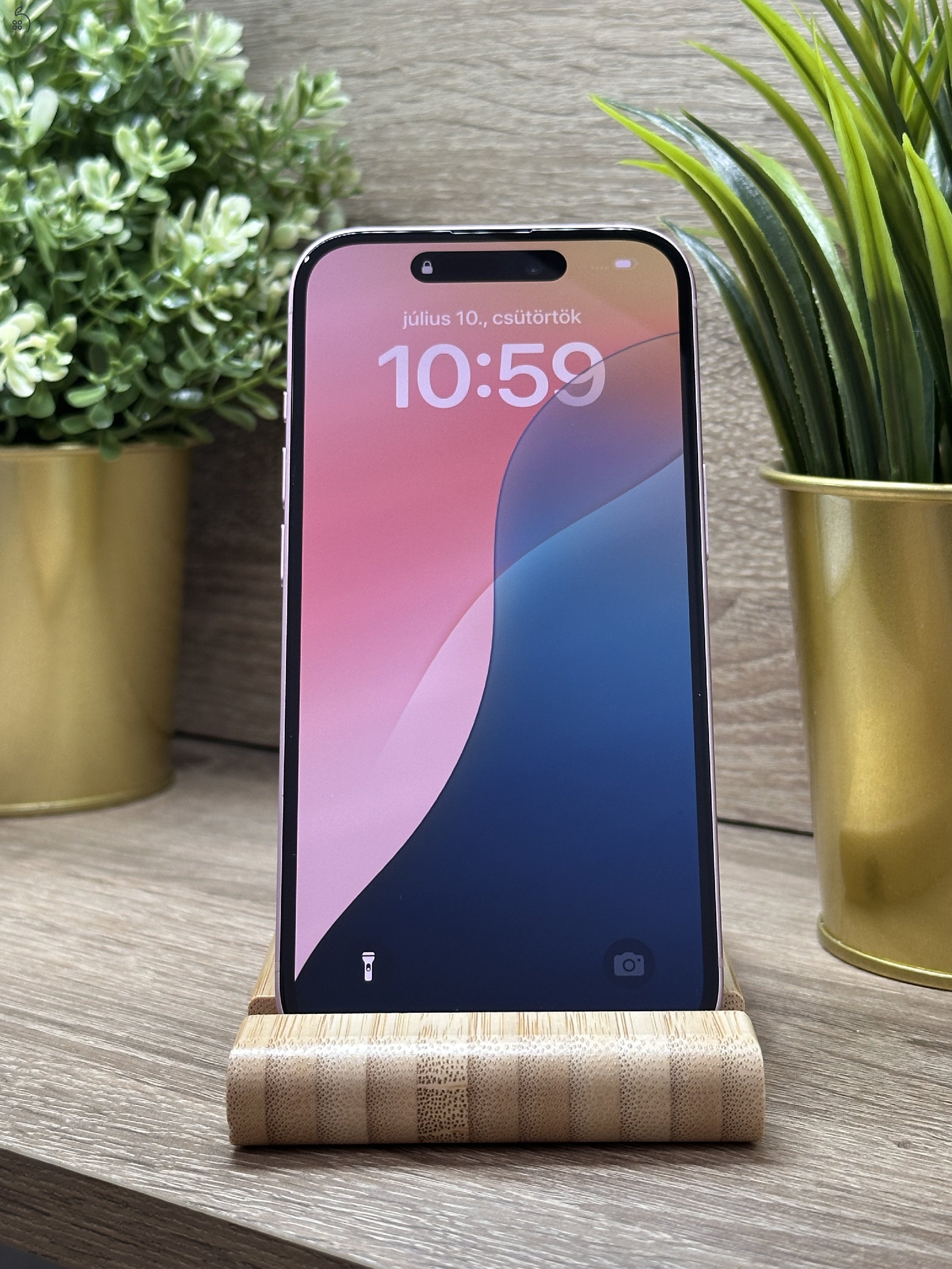  iPhone 15 128GB Rózsaszín, Független - Garancia, Számla 