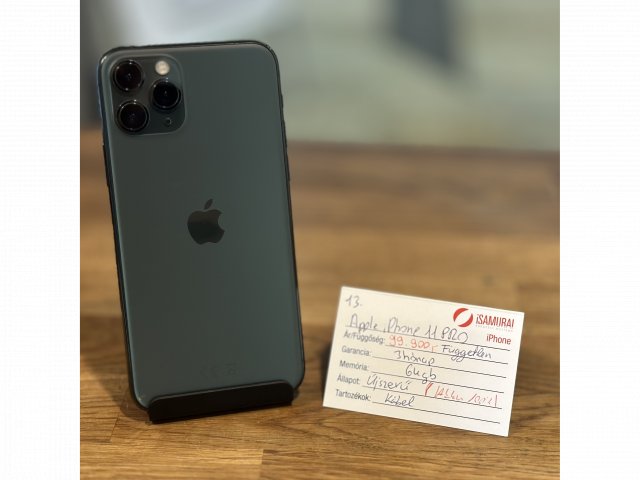 13. Apple iPhone 11 Pro - 64 GB - Éjzöld - Független