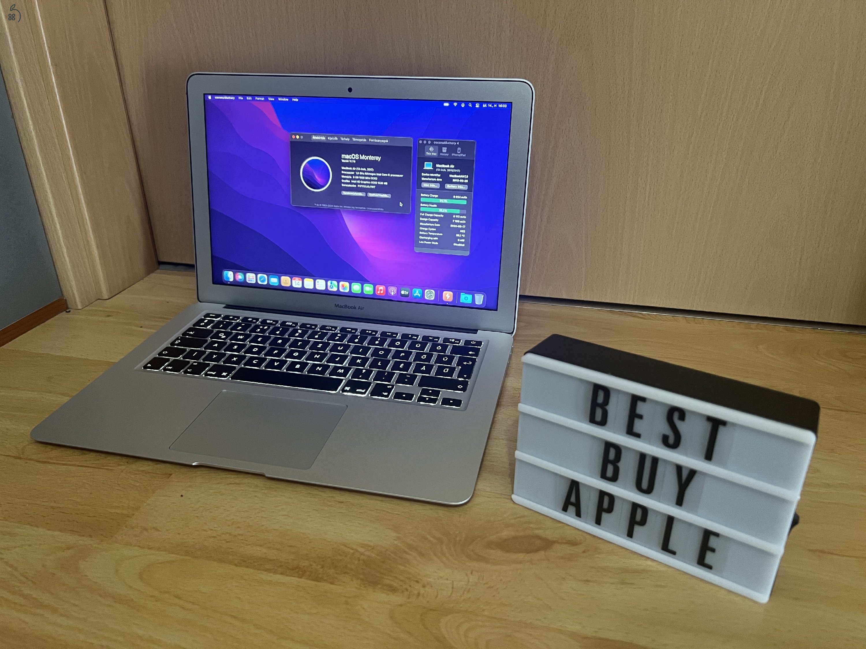 2017 MacBook Air 13 / i5 / 8GB / 256GB SSD / Magyar / 85% Aksi / Eladó ! ! !