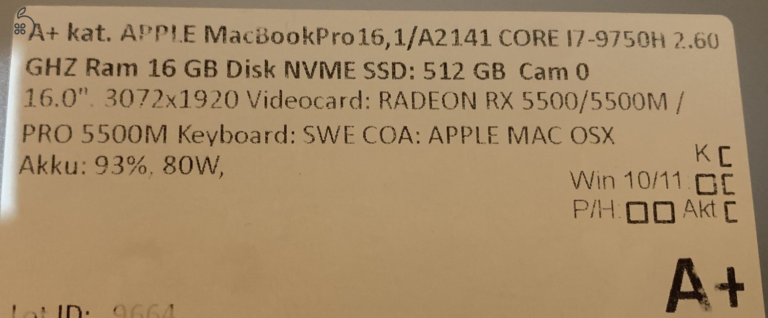Apple MacBook Pro 16” Retina Touch Bar – 2019/2020 – Újszerű állapotban