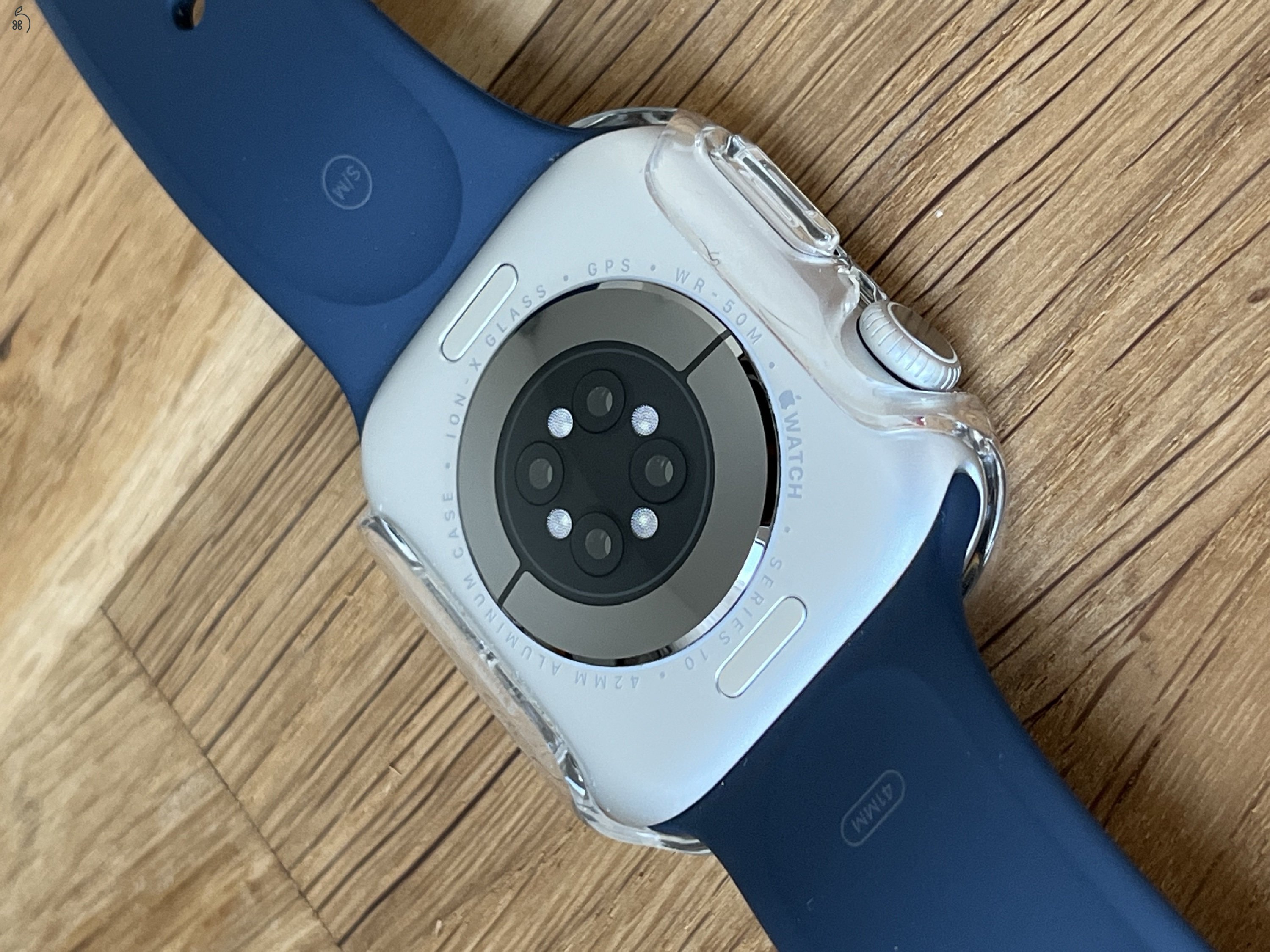 Apple Watch 10 42mm silver aluminium, kék szíjjal, garancia 2026.05.12-ig