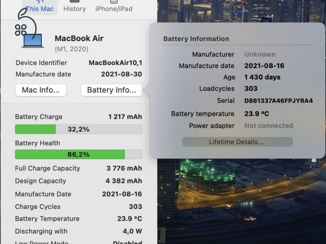 Macbook Air M1 256 GB
