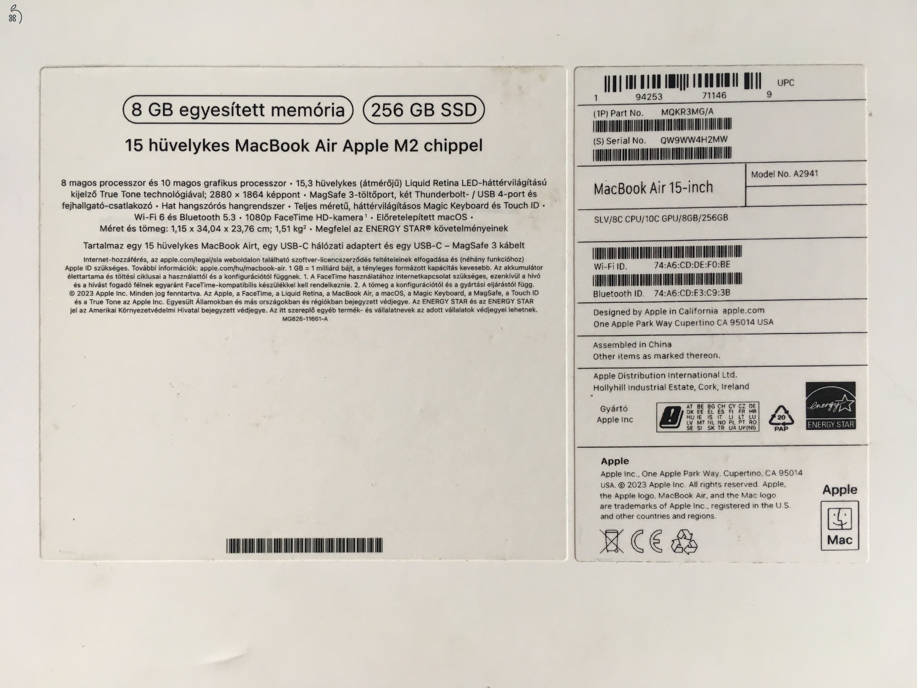 Apple MacBook Air 15,3” 