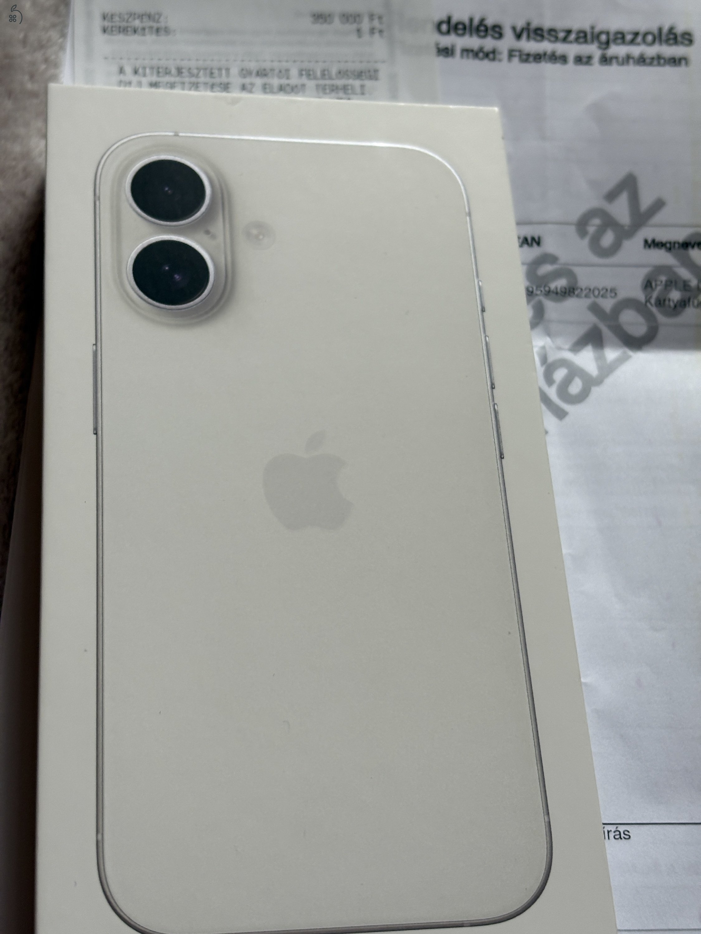 iPhone 16 Fehér 128 gigás Média marktban vásárolt