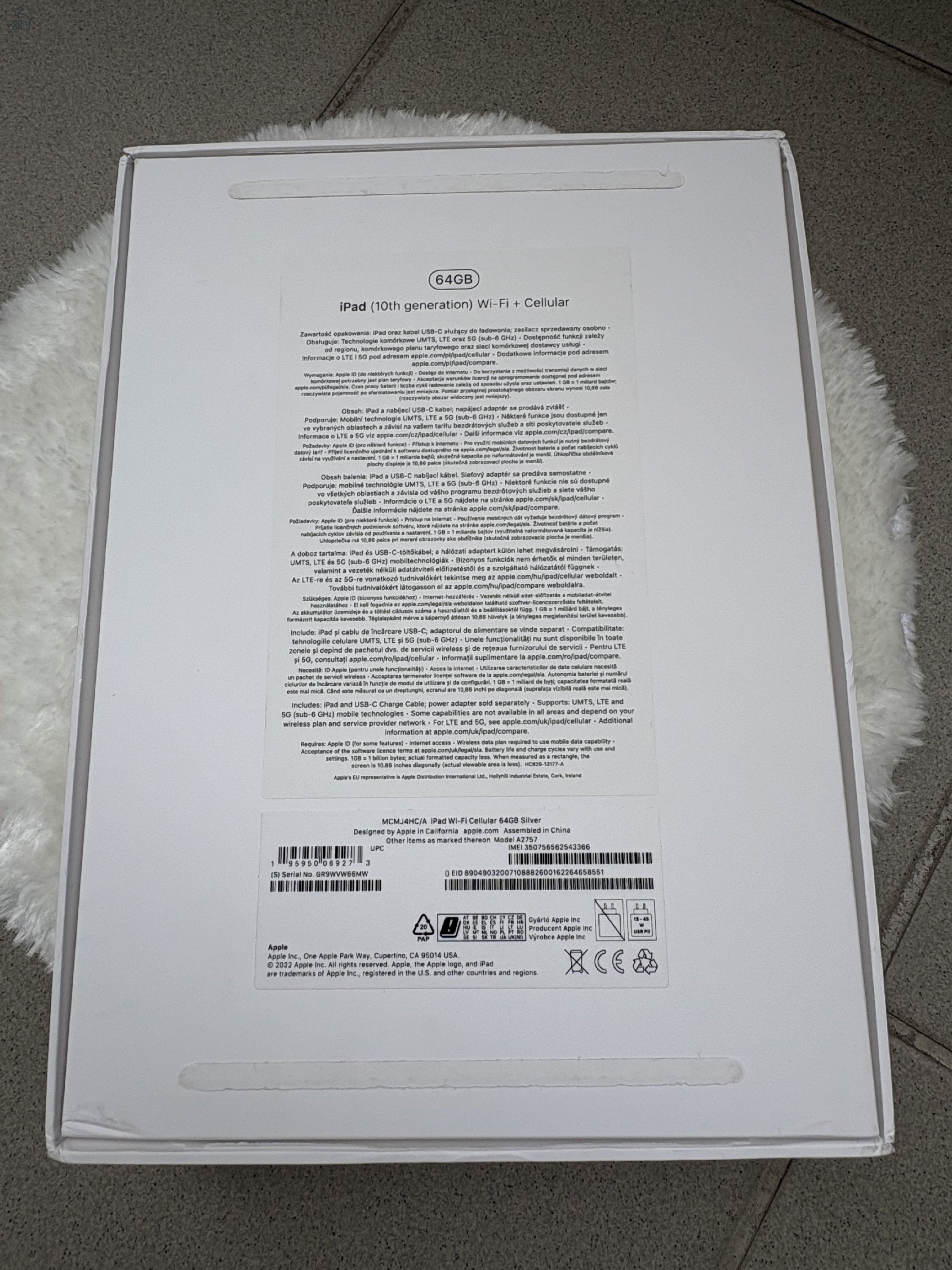iPad 10th generation WI-FI + Cellular, 64 GB, Silver