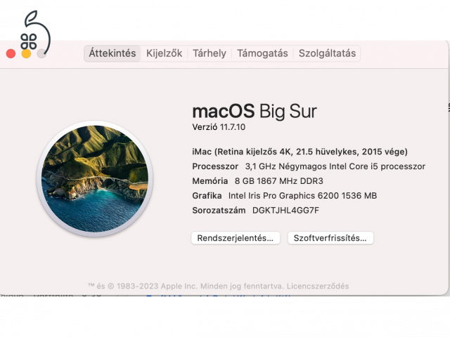 ELADÓ iMac (Retina 4k kijelző, 21,5 hüvelykes, 2015 vége)