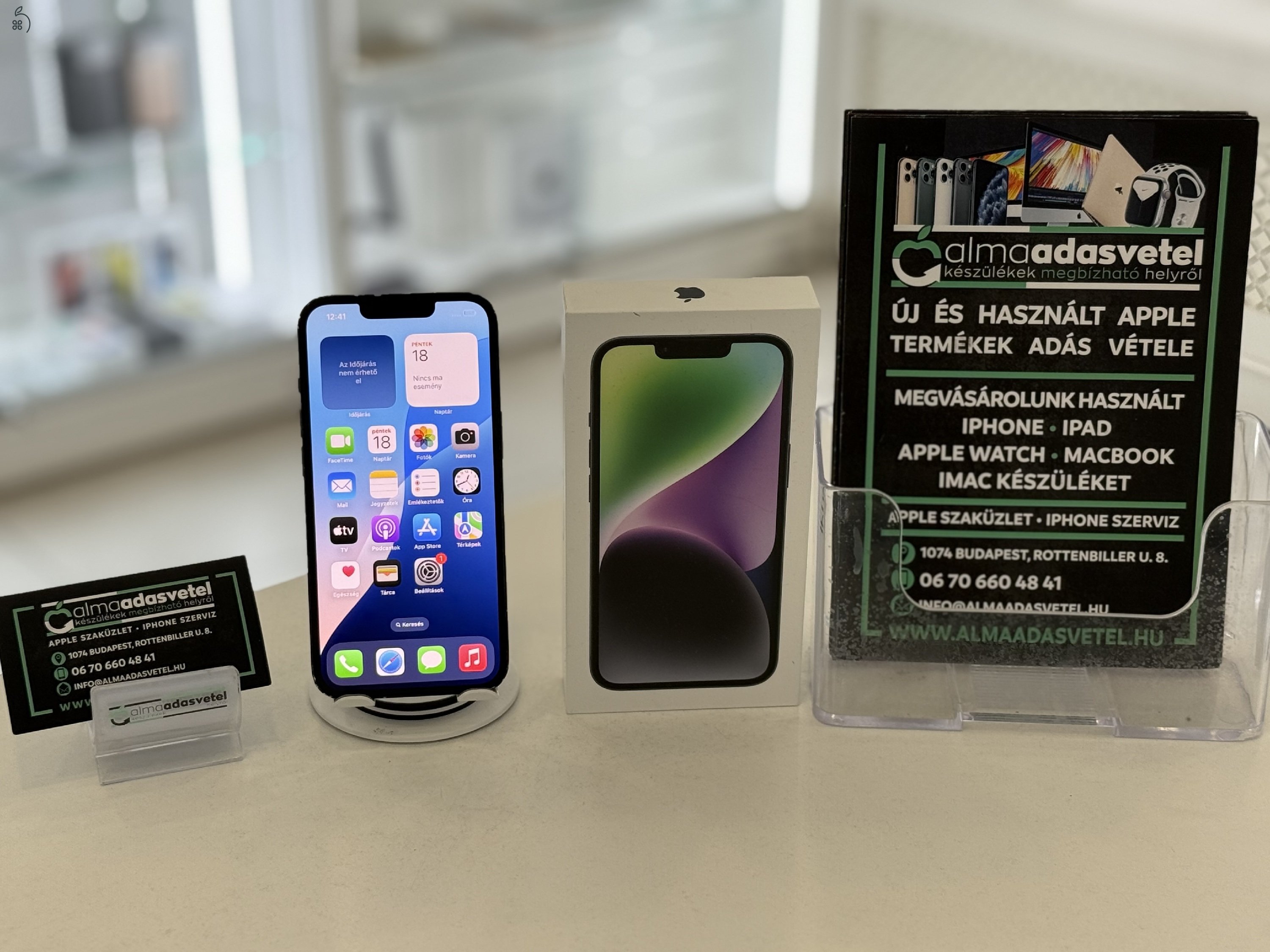 iPhone 14 128GB Független Használt/1 hónap gar./Akku 100%/p4367
