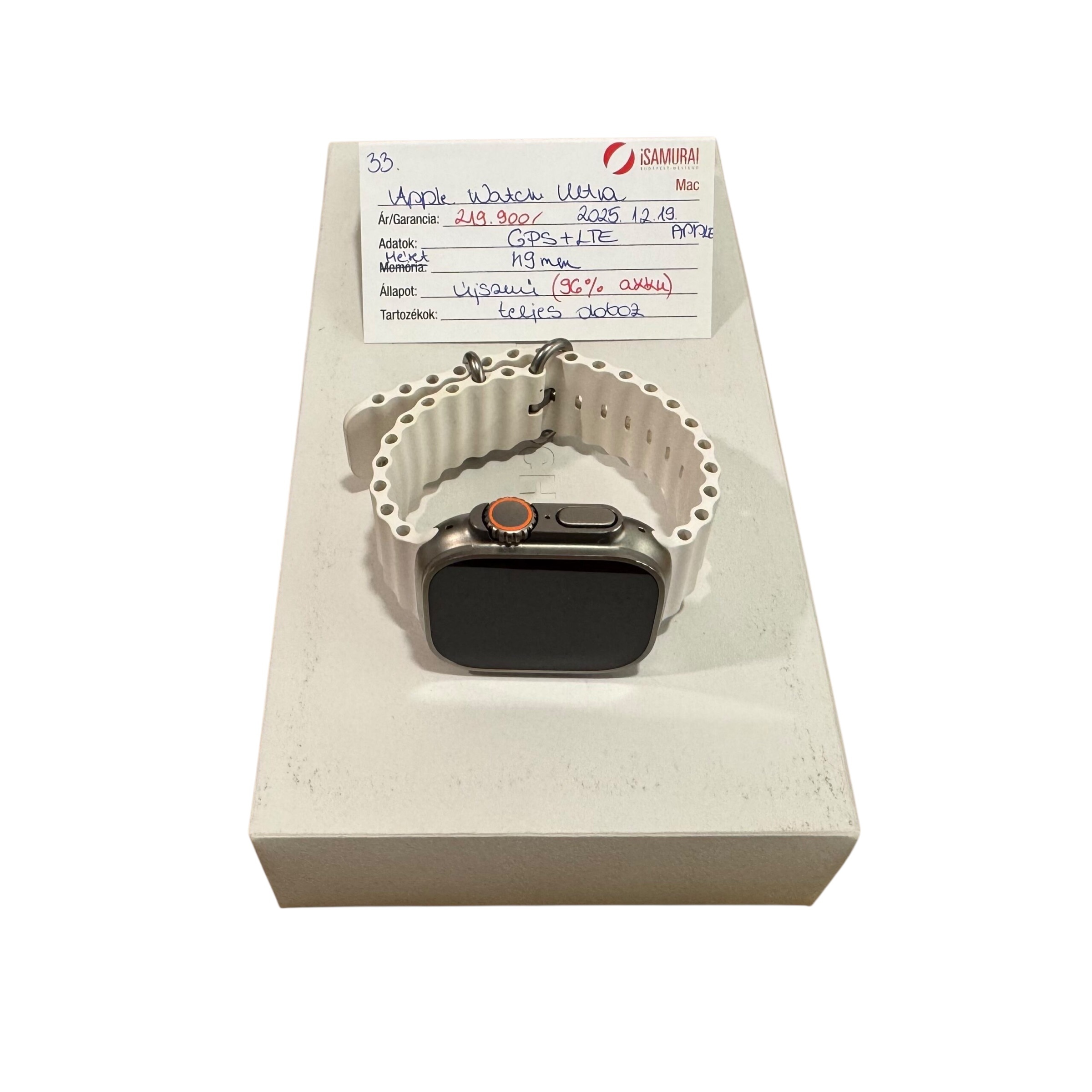 33. Apple Watch Ultra - 49 mm - GPS+LTE - 96% akku - APPLE GAR