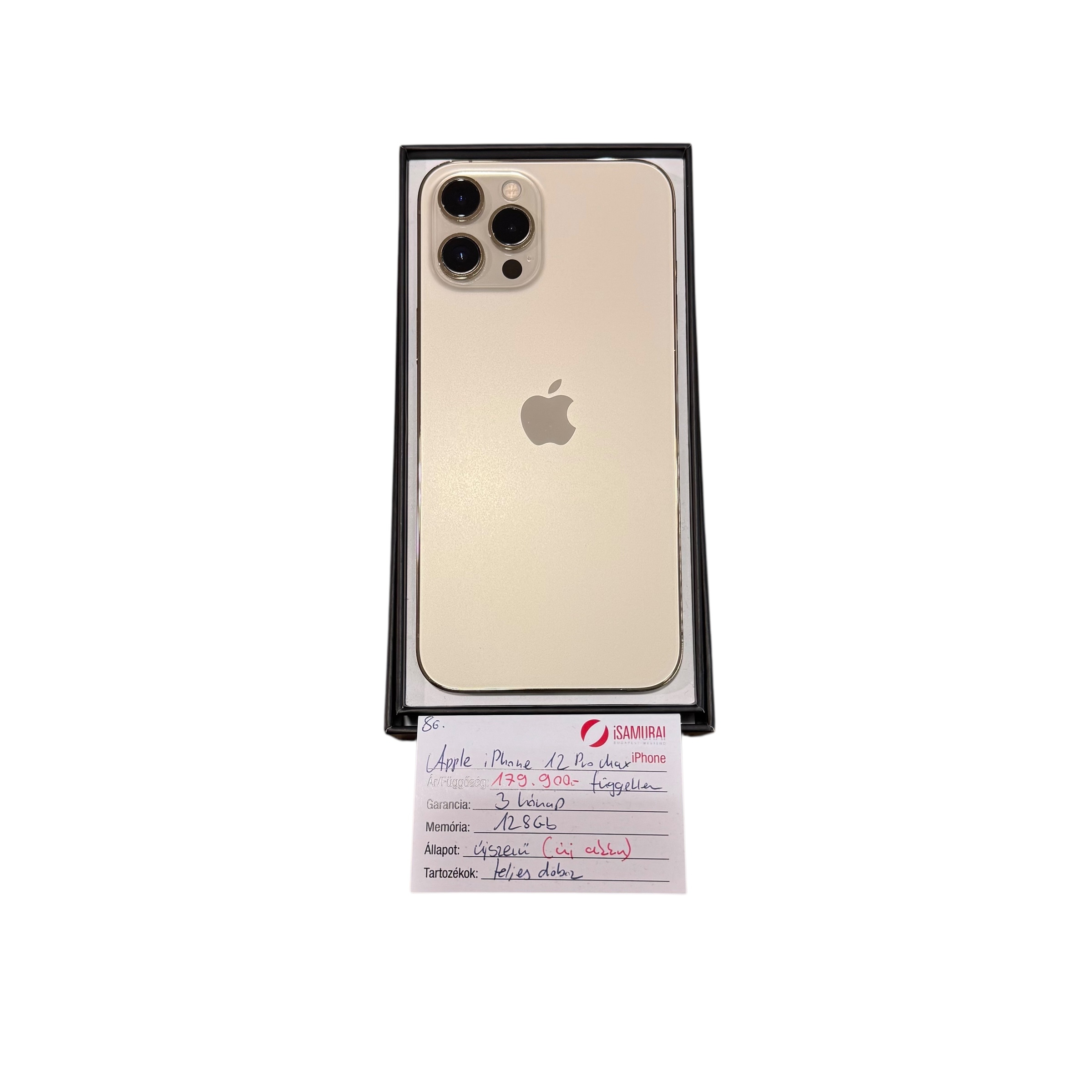 86. Apple iPhone 12 Pro Max - 128 GB - Arany - ÚJ AKKU - Újszerű