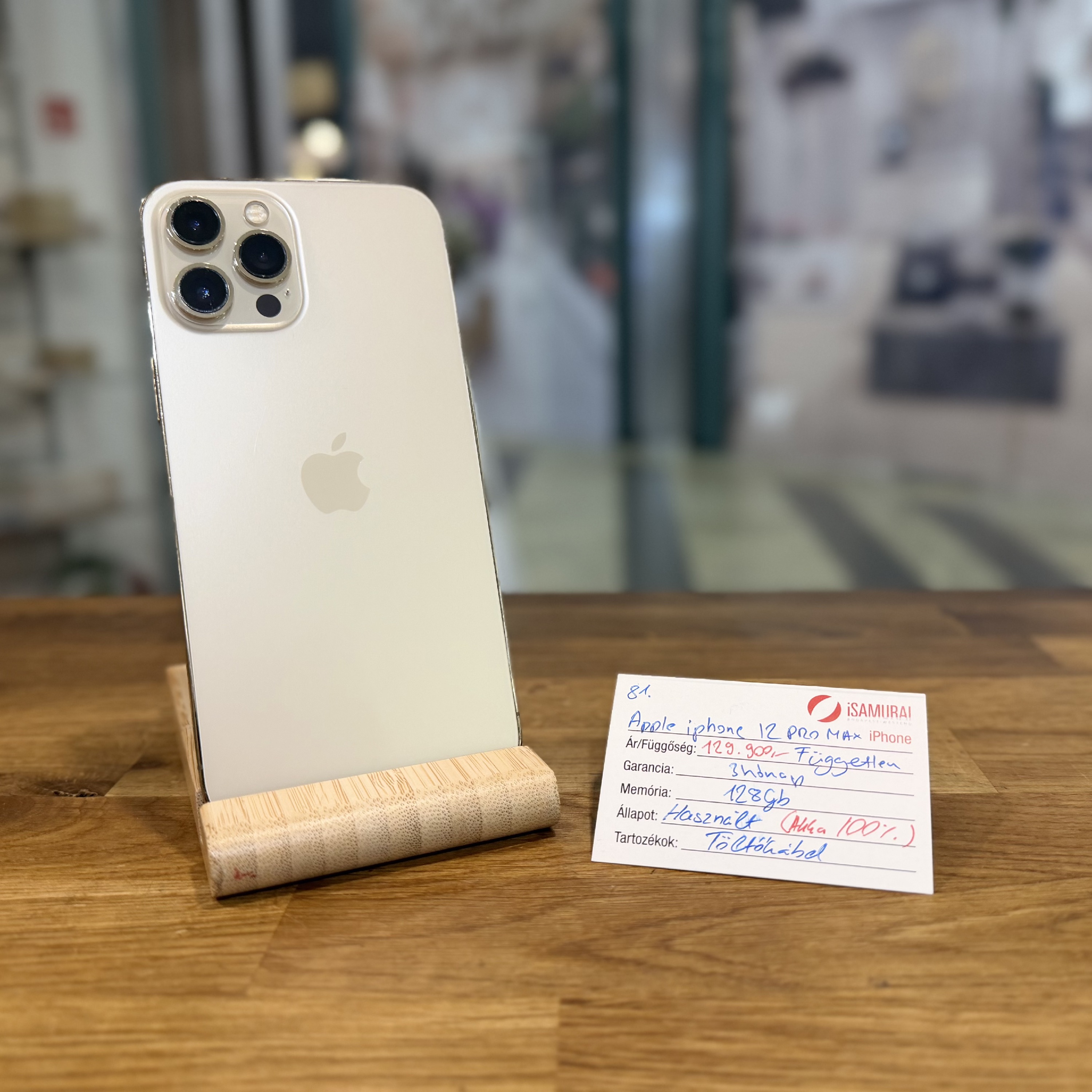 81. Apple iPhone 12 Pro Max - 128 GB - Arany - Új akku