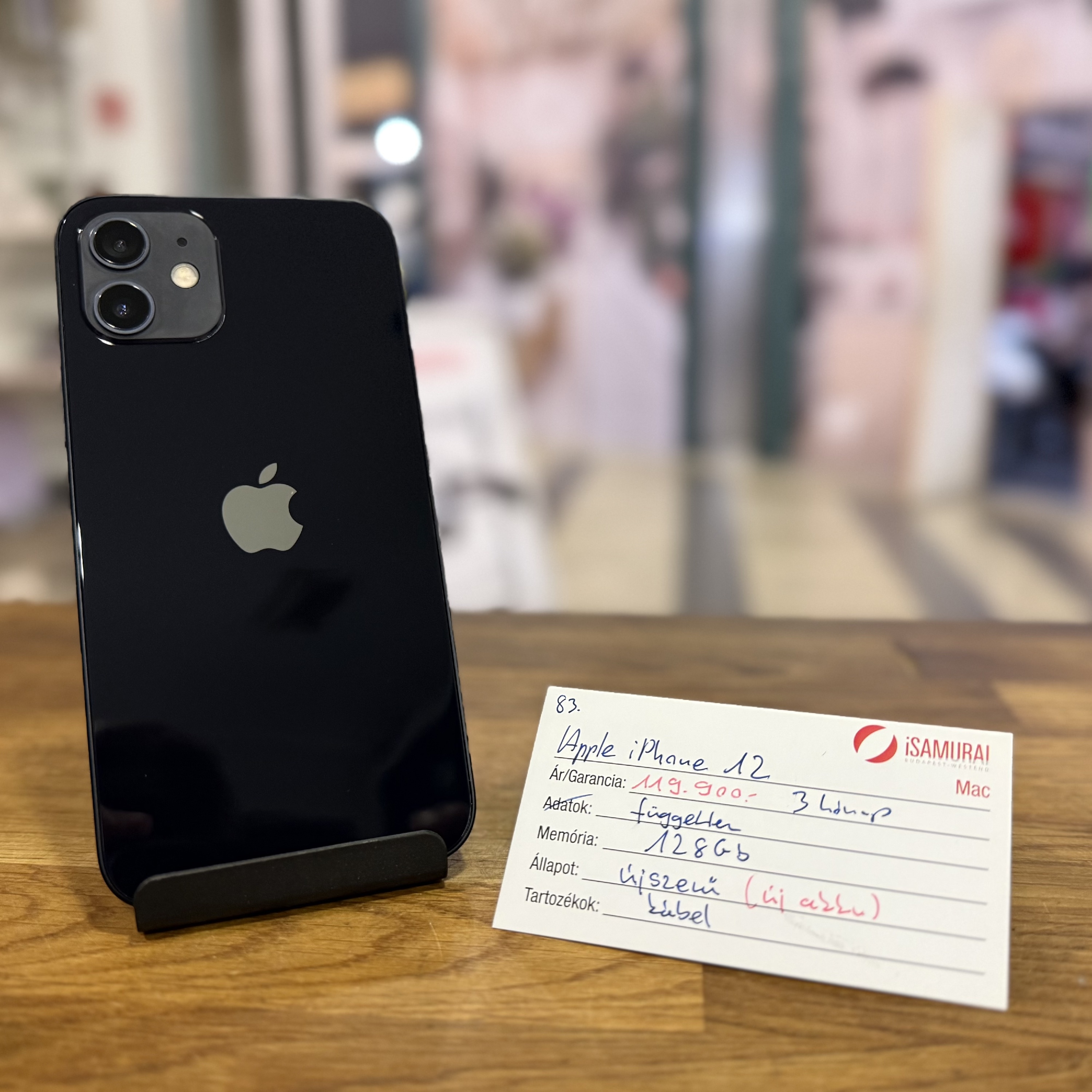 83. Apple iPhone 12 - Fekete - 128 GB -ÚJ Akku