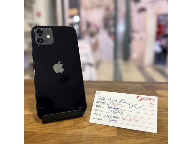 83. Apple iPhone 12 - Fekete - 128 GB -ÚJ Akku