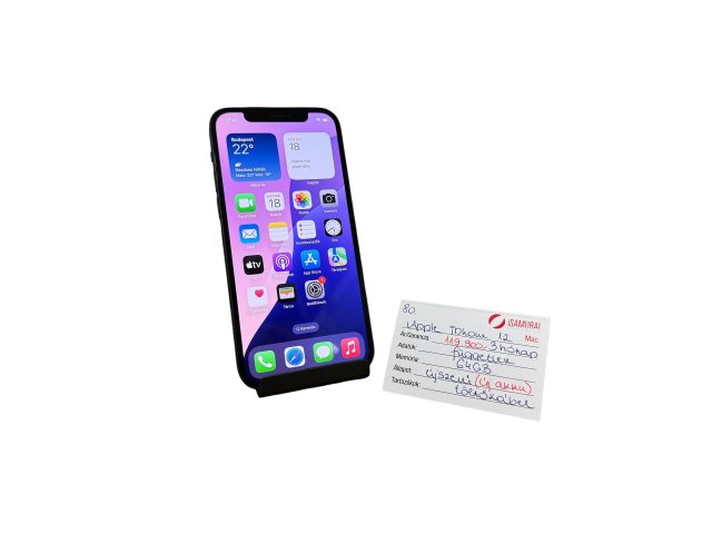 80. Apple iPhone 12 - Fekete - 64 GB - ÚJ AKKU