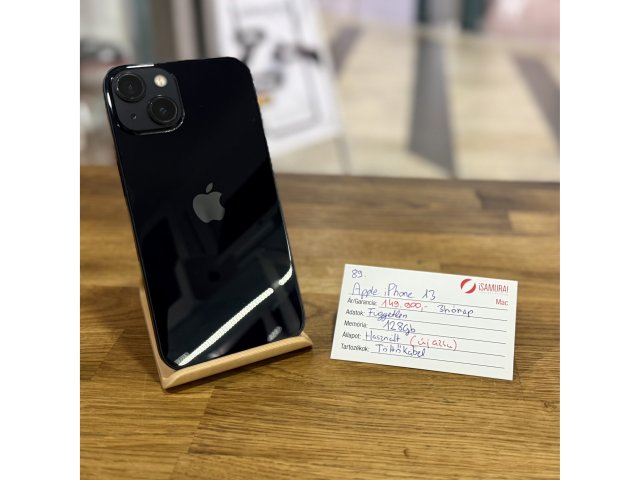 89. Apple iPhone 13 - 128 GB - Fekete - Használt-Új akku