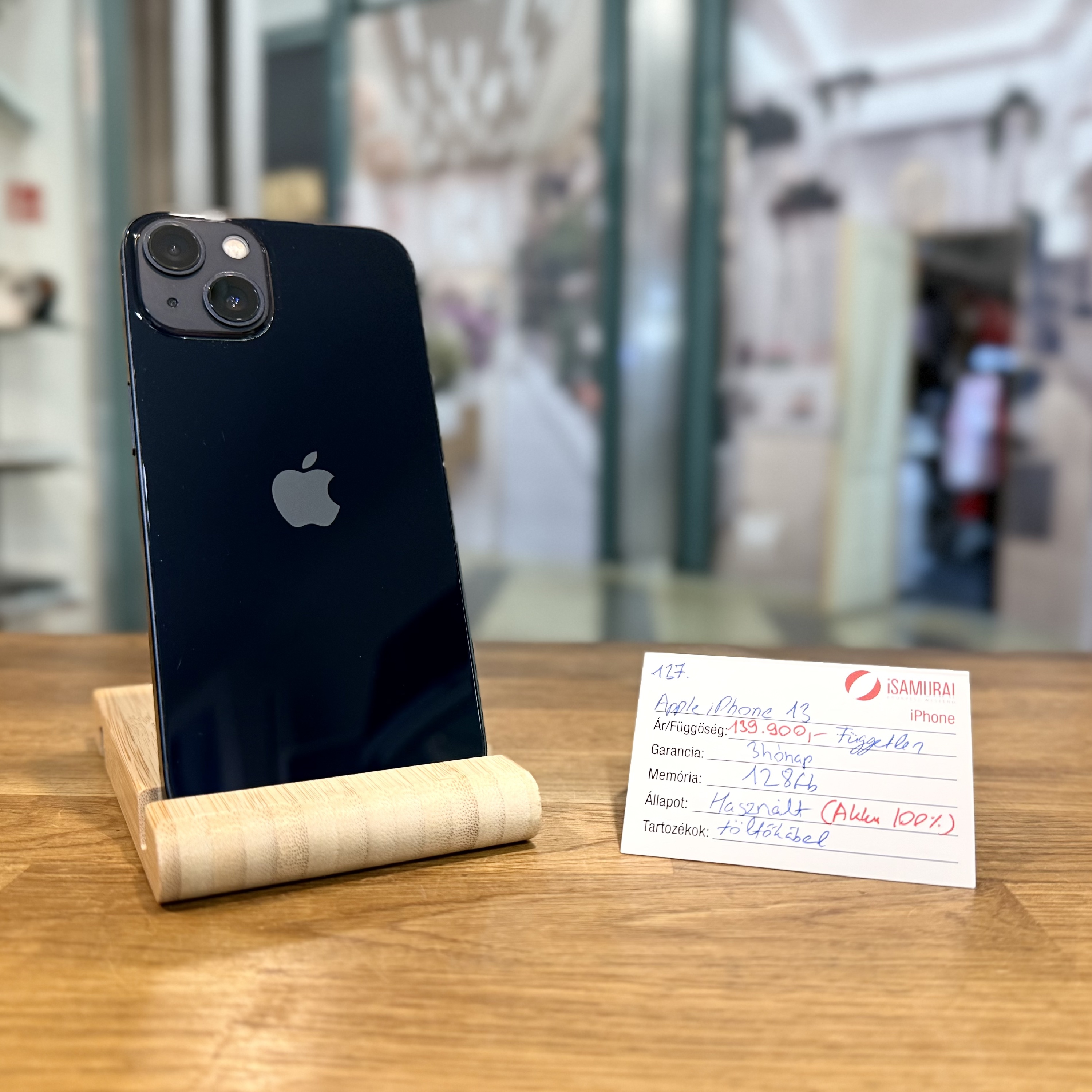 137. Apple iPhone 13 - 128 GB - Fekete - Új akku