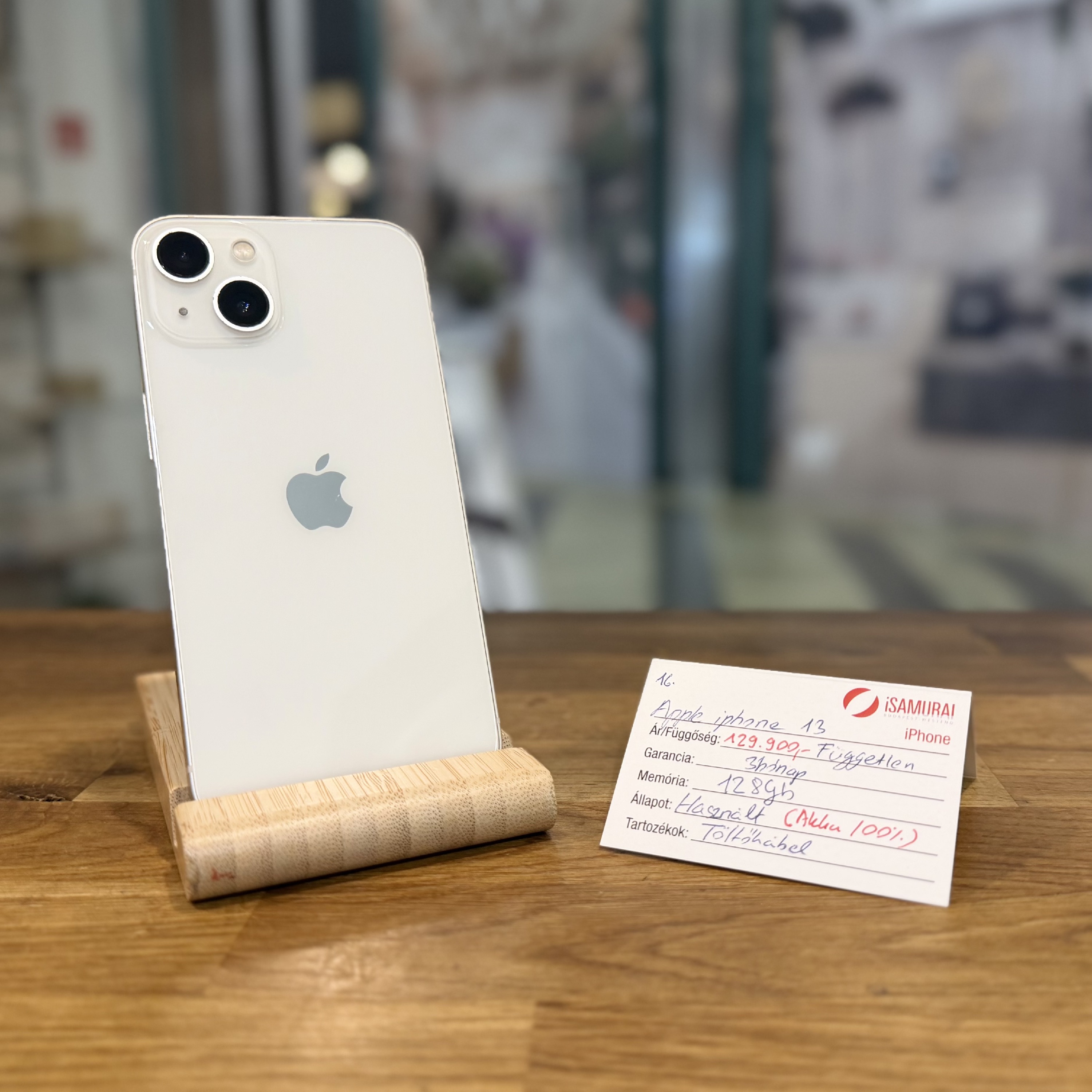 16. Apple iPhone 13 - 128 GB - Fehér - Új akku