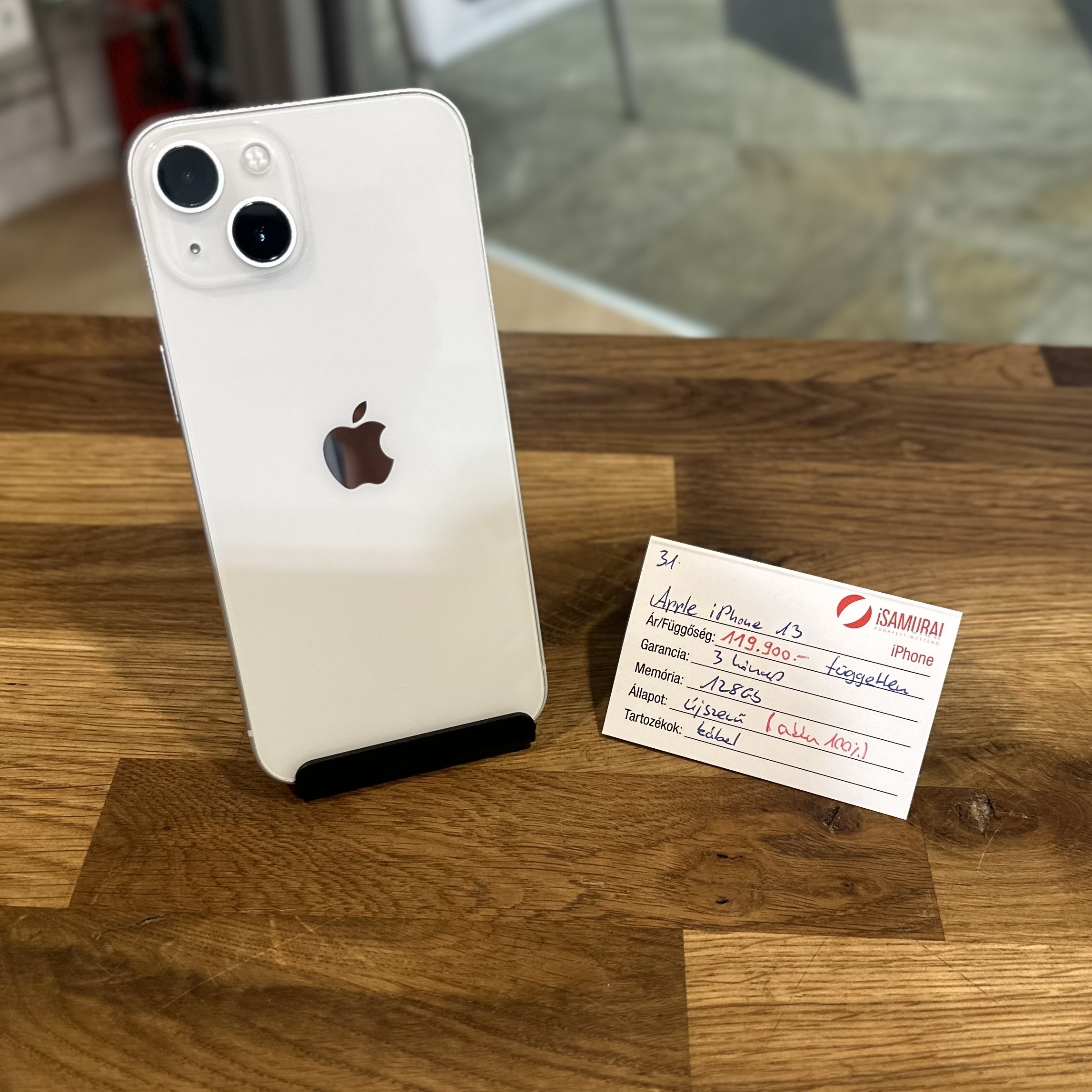 Apple iPhone 13 - 128 GB - Fehér - Újszerű - Akku 100% ( 31.)
