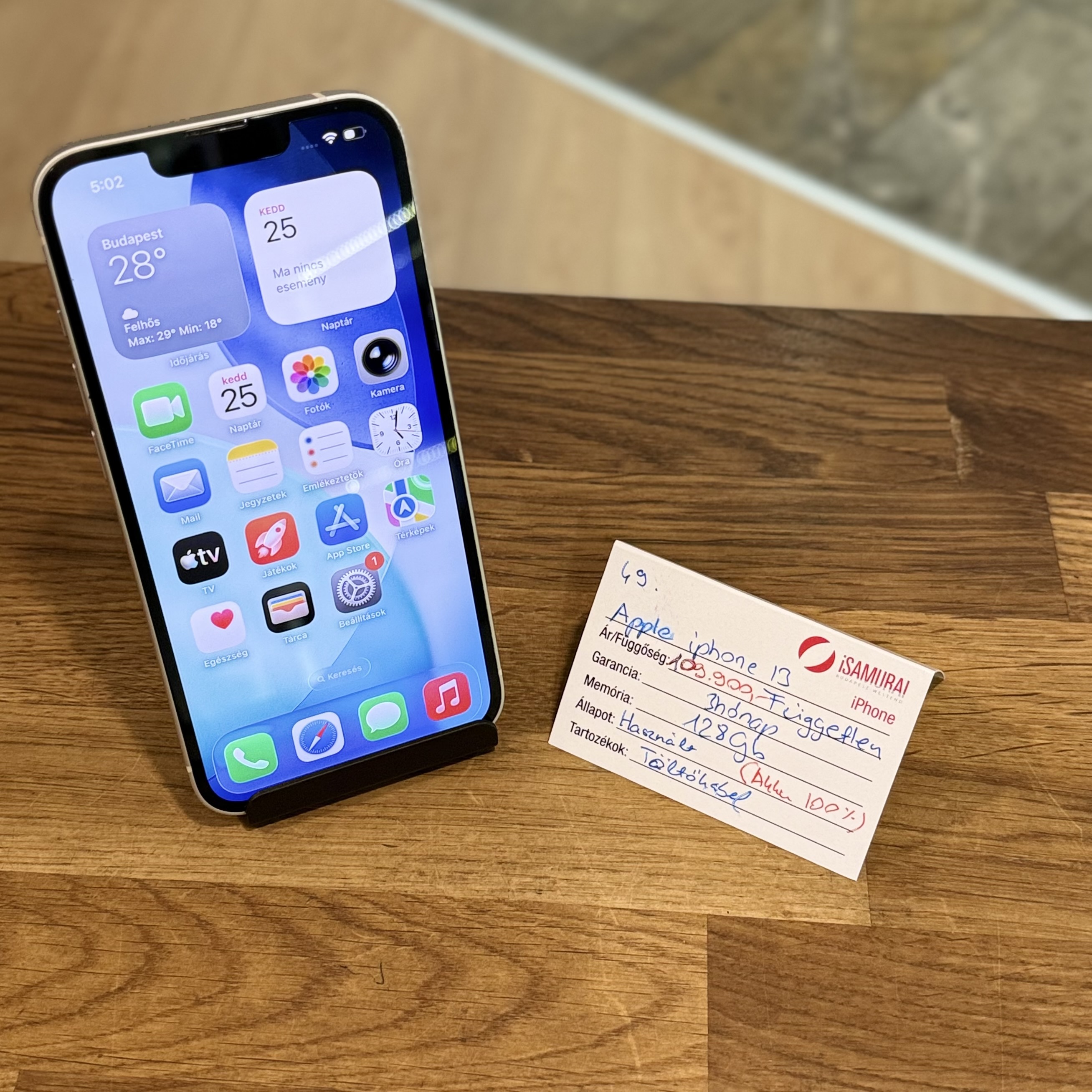 Apple iPhone 13 - 128 GB - Fehér - Akku 100% ( 49.)
