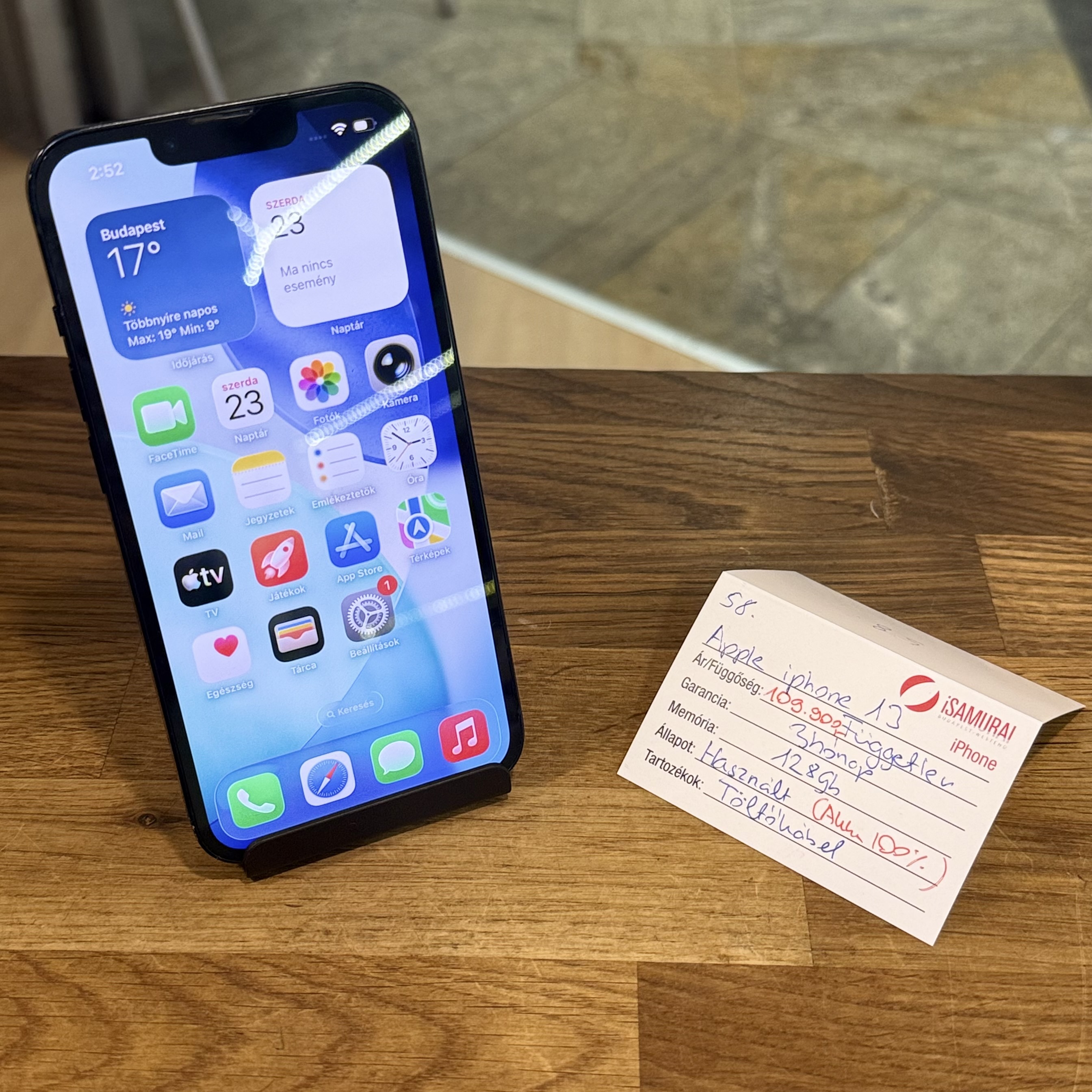 Apple iPhone 13 - 128 GB - Fekete - Akku 100% ( 58.)