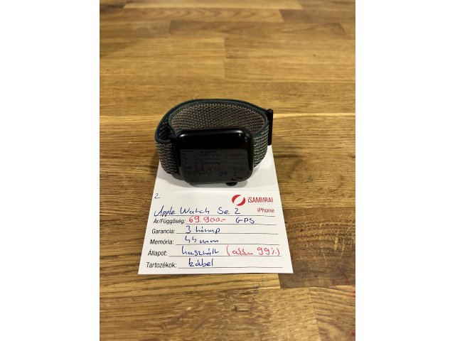 2. Apple Watch SE 2. gen - 44 mm - Fekete - GPS - 99% akku