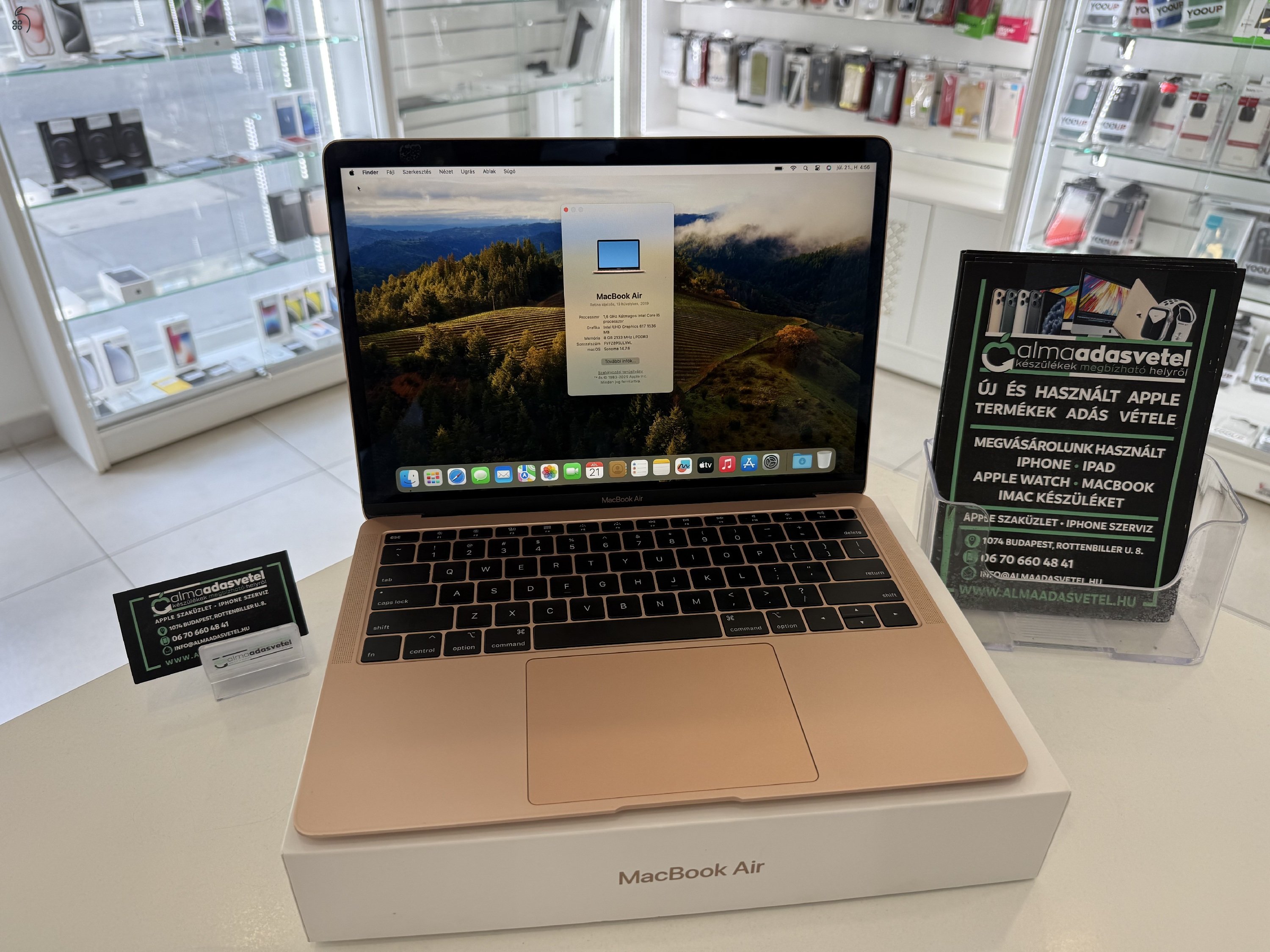 MacBook Air 2019 Újszerű/8GB/128ssd/1 hónap gar./Akku 85%/p4376