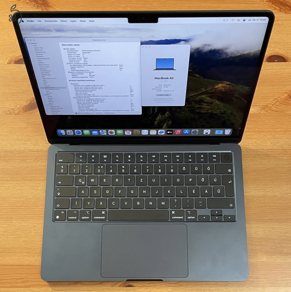Macbook Air M2 16 GB ram, 500 GB ssd, magyar, kék