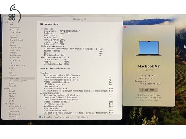 Macbook Air M2 16 GB ram, 500 GB ssd, magyar, kék