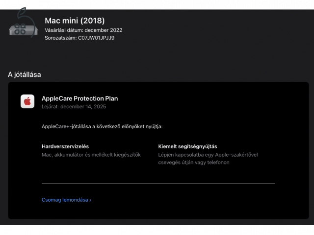 Mac Mini 2018 i7 full CTO (64 GB ram/1 TB ssd), AppleCare+
