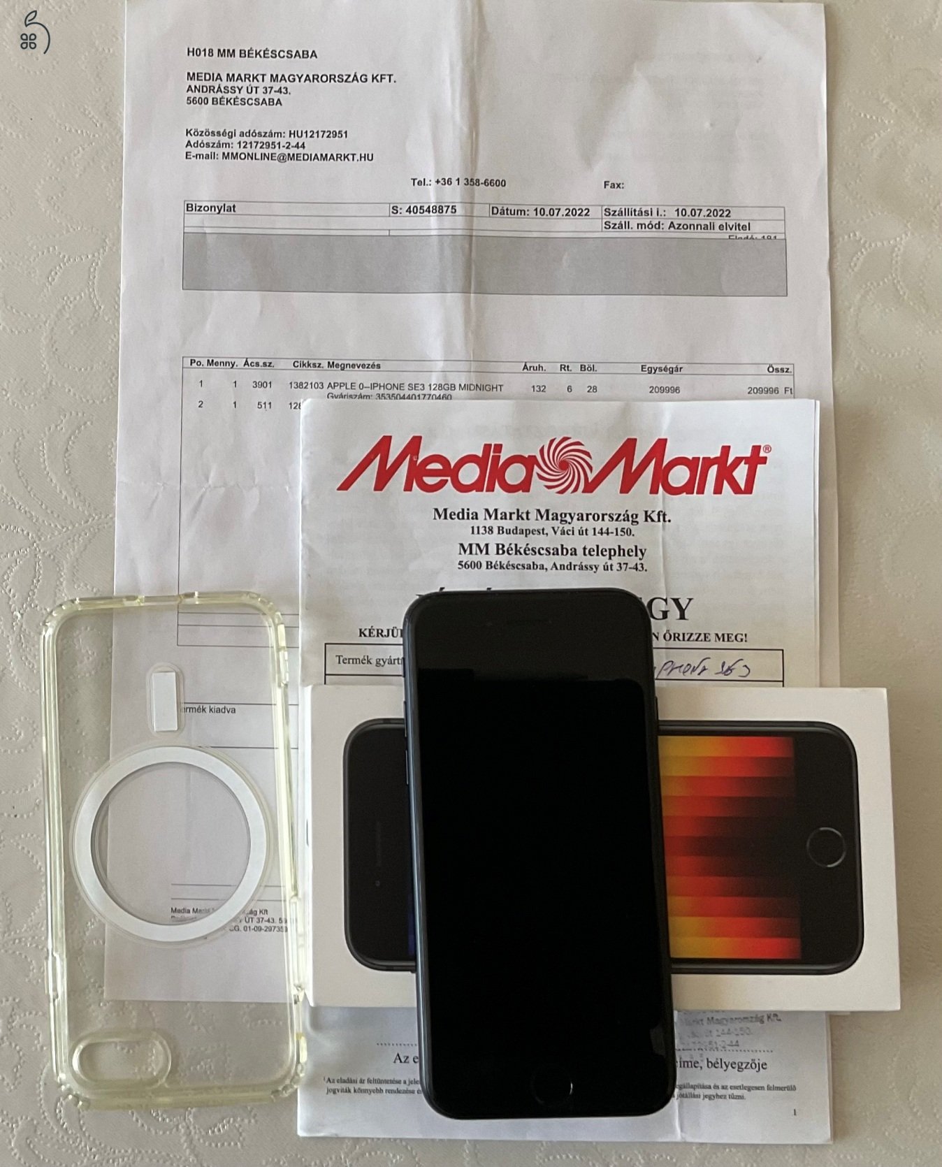 Apple iPhone SE 2022 (3RD) 128GB Black ÁRZUHANÁS!!!