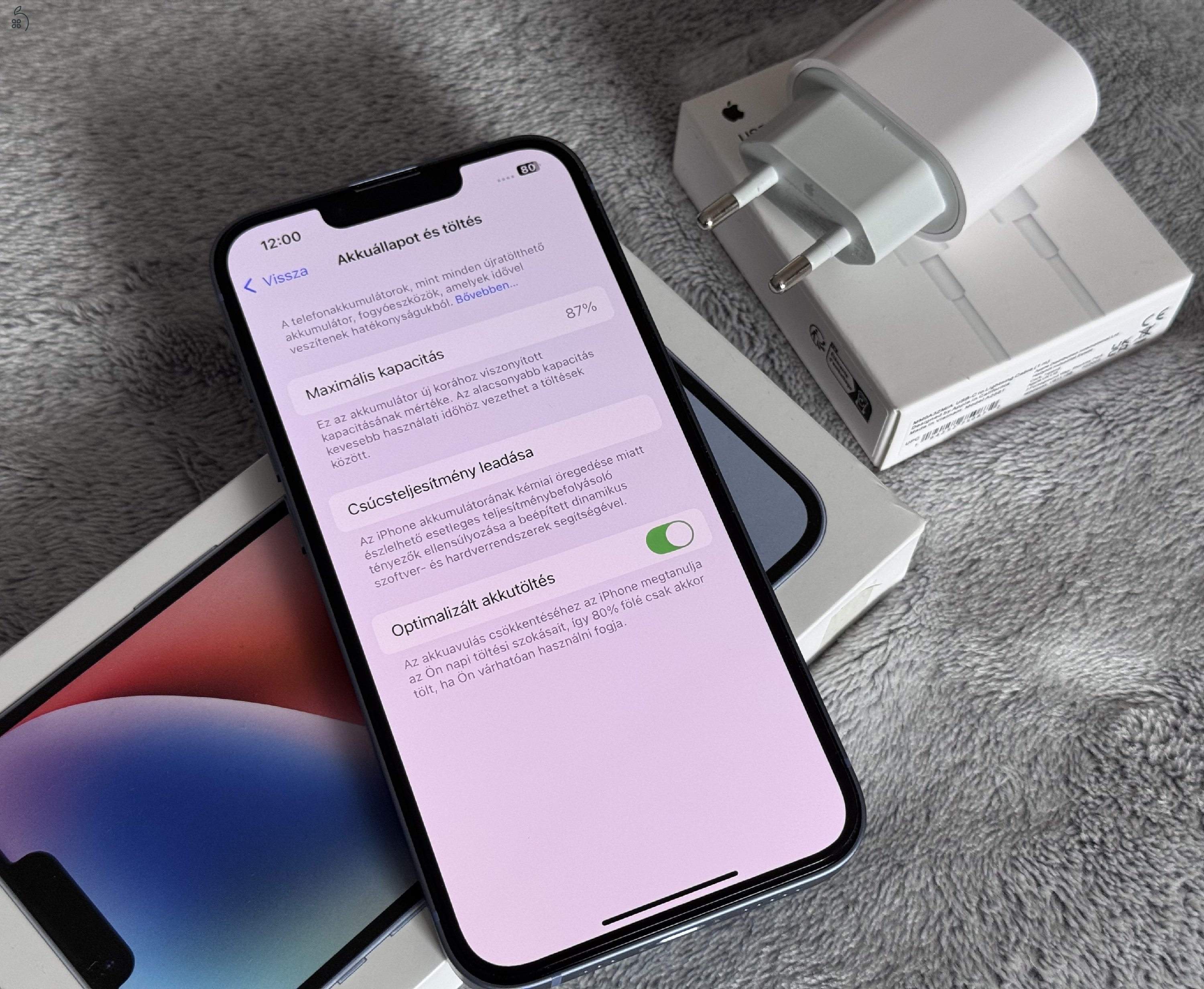 iPhone 14 128GB - kártyafüggetlen - kék, hibátlan állapotban 